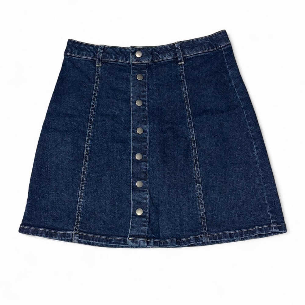 Denim Button-Front Skirt